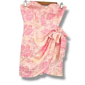 New Sweet en Forme Pink Strapless Corset Mini‎ Dress Lace Up Back Size Small